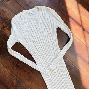 FRAME Ribbed Sweater Dress in White